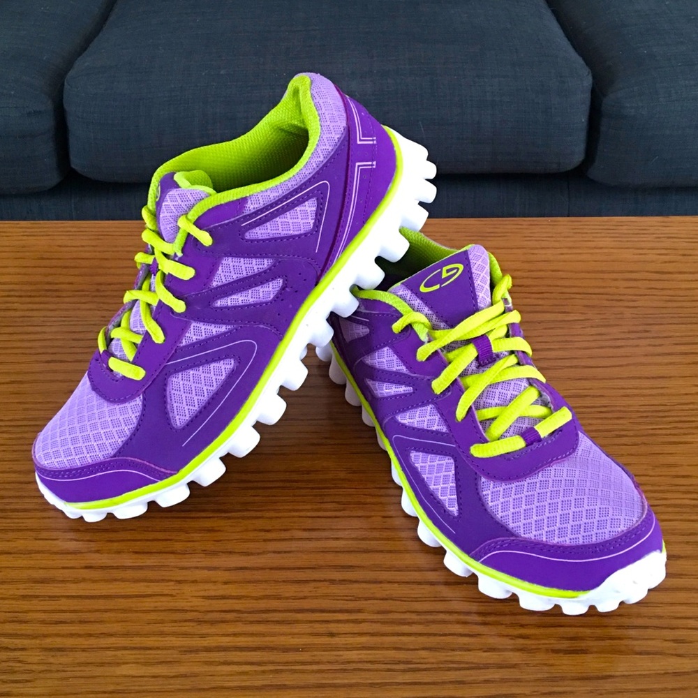 Campions Sneakers Women’s Size 5 purple and light neon yellow / green accents